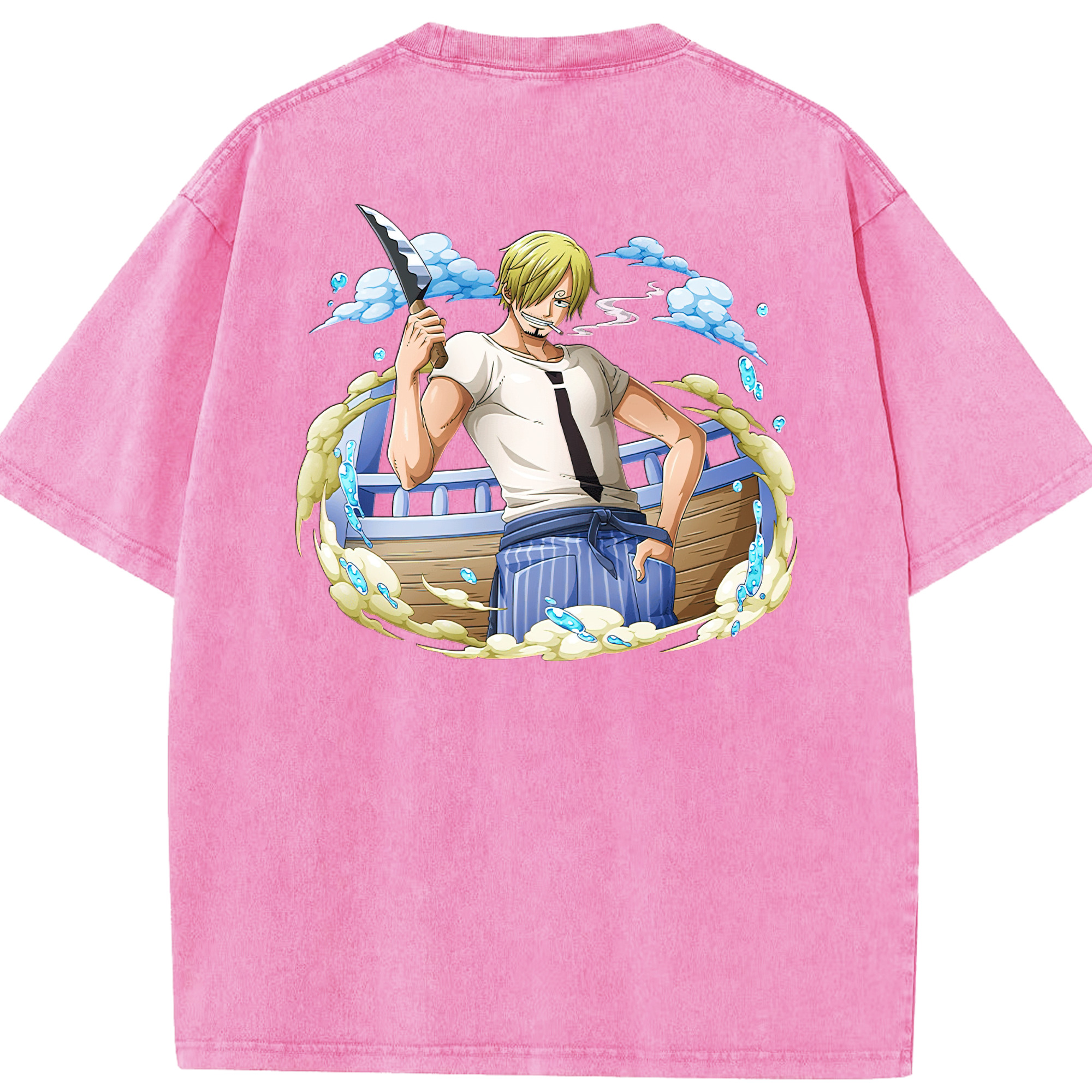 ワンピース サンジ ONE PIECE Sanji 綿100% ヴィンテージ風 半袖Tシャツ（背面プリント）